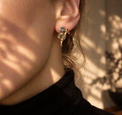 Eighteen Karat Yellow Gold Contemporary Earrings with Candy Quartzes