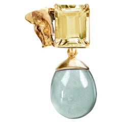 Broche en or jaune dix-huit carats, éléphant contemporain, citrine