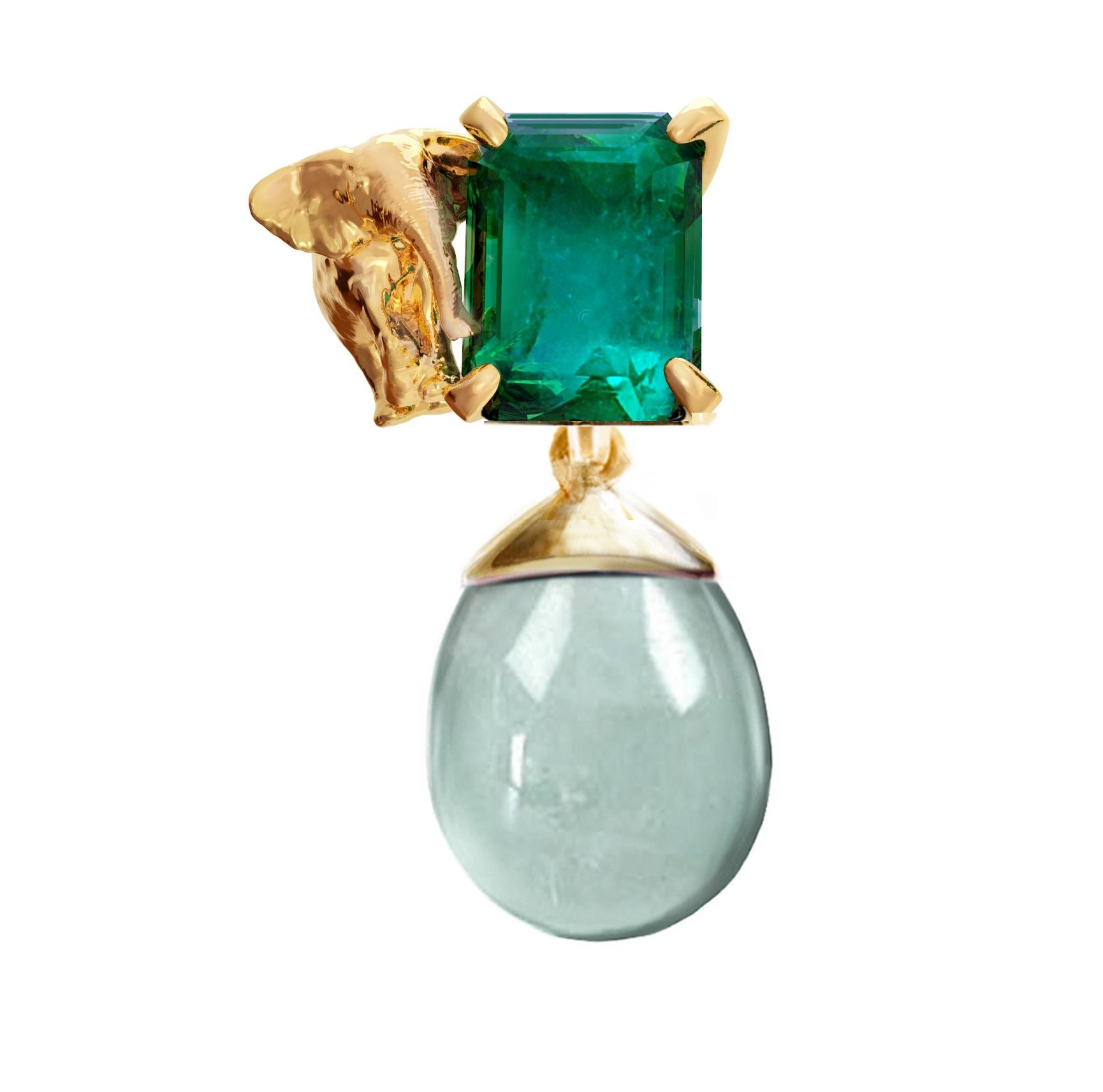 Achtzehn Karat Gelbgold Contemporary Elephant Emerald Anhänger Halskette im Zustand „Neu“ im Angebot in Berlin, DE