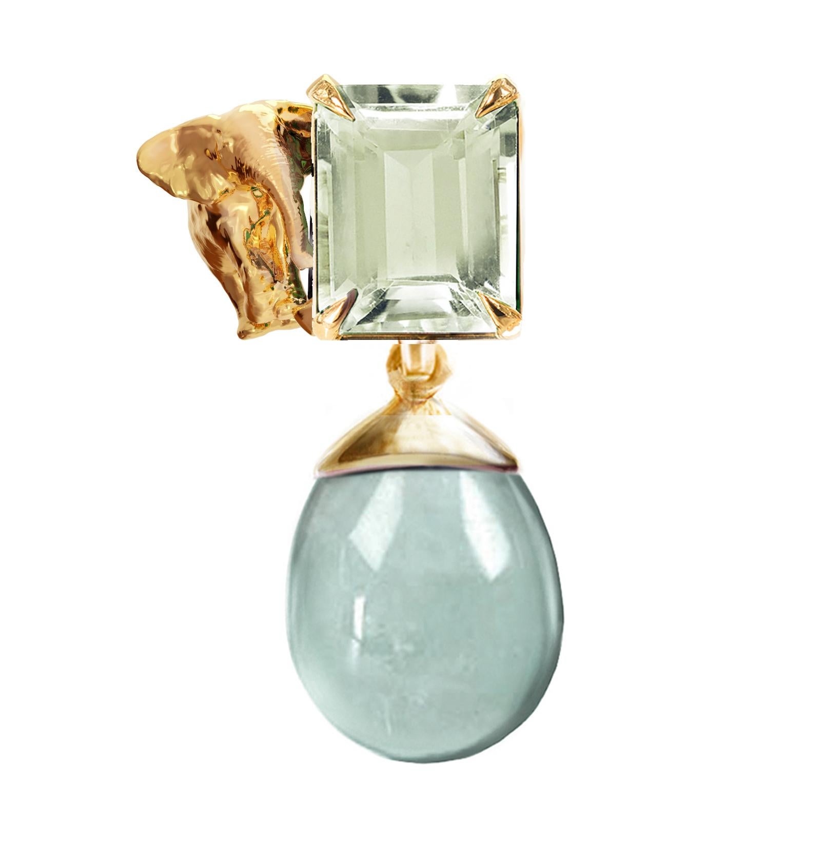 Contemporaneo Collana con ciondolo Elefante di Prasiolite in oro giallo a diciotto carati in vendita