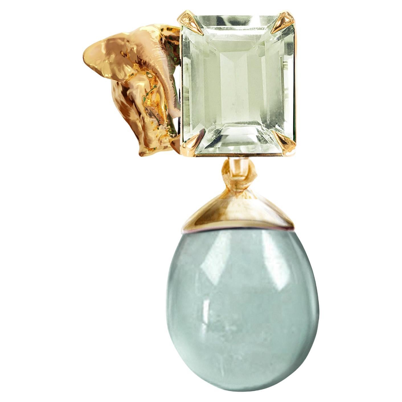 Eighteen Karat Yellow Gold Contemporary Elephant Prasiolite Pendant Necklace