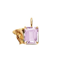 Eighteen Karat Yellow Gold Contemporary Elephant Rose Quartz Pendant Necklace