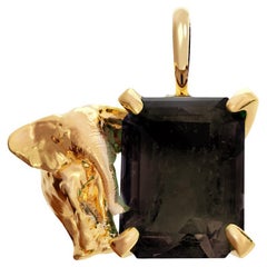 Collana con ciondolo di quarzo fumé Elefante in oro giallo a diciotto carati