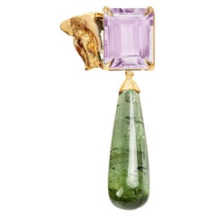 Eighteen Karat Yellow Gold Contemporary Elephant Tourmaline Brooch