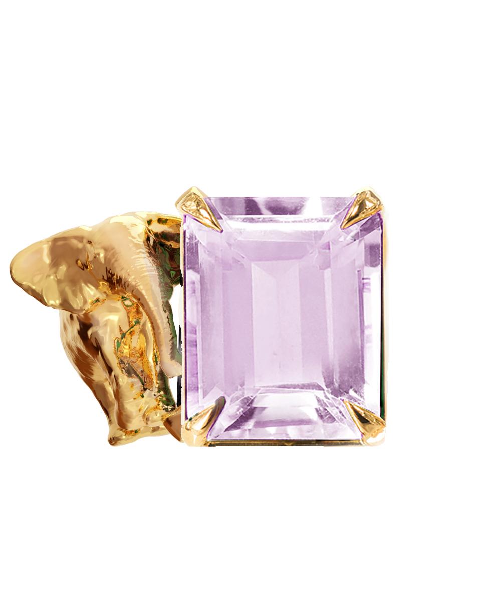 Collier en or jaune 18 carats à pendentifs en tourmaline éléphant contemporain Unisexe en vente