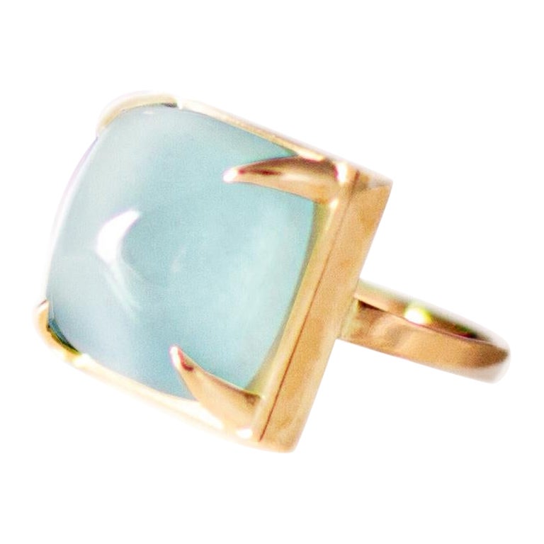 Bague de fiançailles contemporaine en or jaune dix-huit carats avec topaze forme pain de sucre