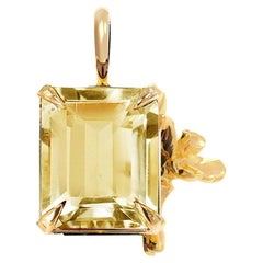 Achtzehn Karat Gelbgold Contemporary Floral Citrin Quarz Anhänger Halskette