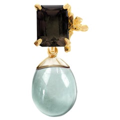 Collana con ciondolo di quarzo fumé a forma di fiore in oro giallo a diciotto carati
