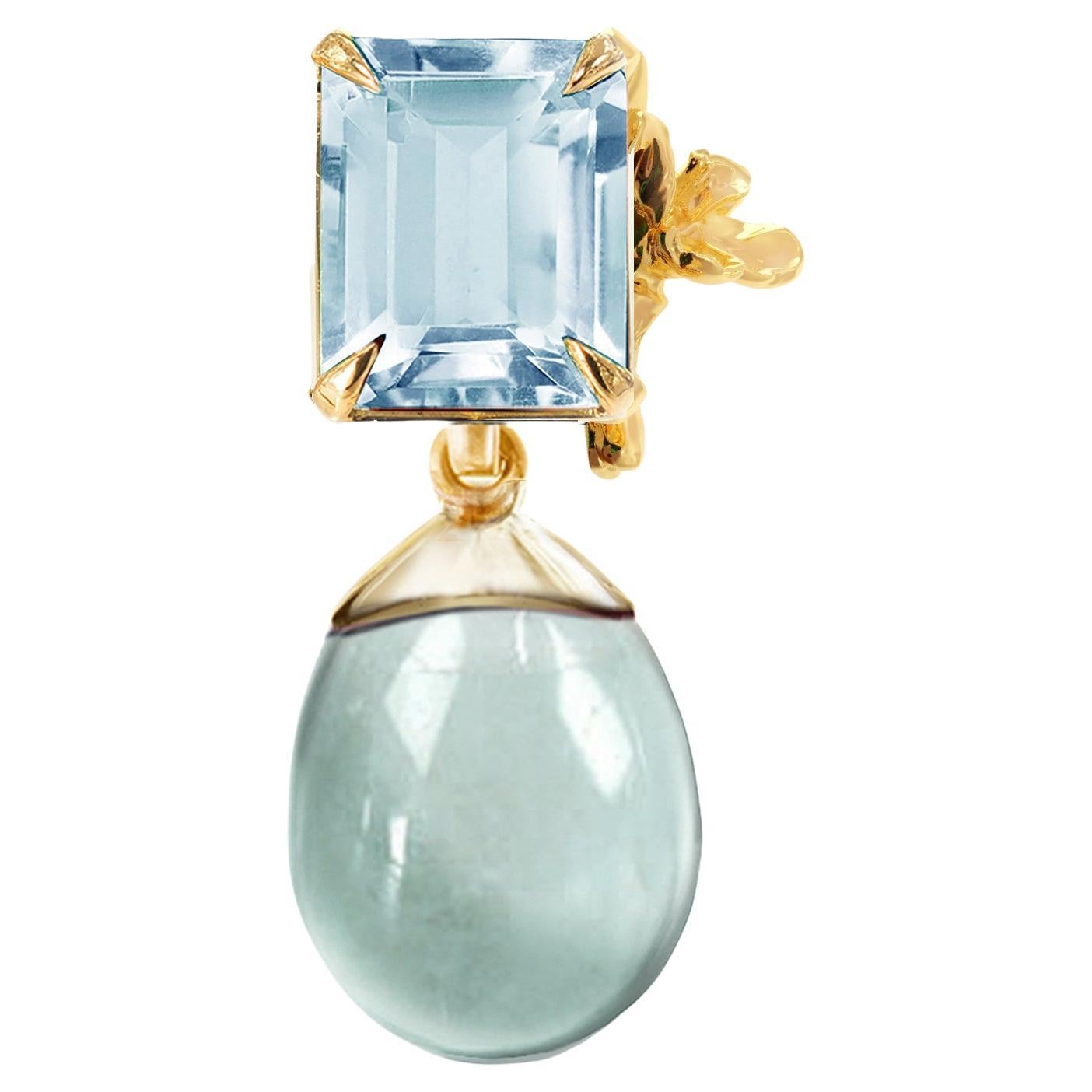 Eighteen Karat Yellow Gold Contemporary Flower Topaz Brooch