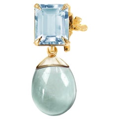 Eighteen Karat Yellow Gold Contemporary Flower Topaz Brooch