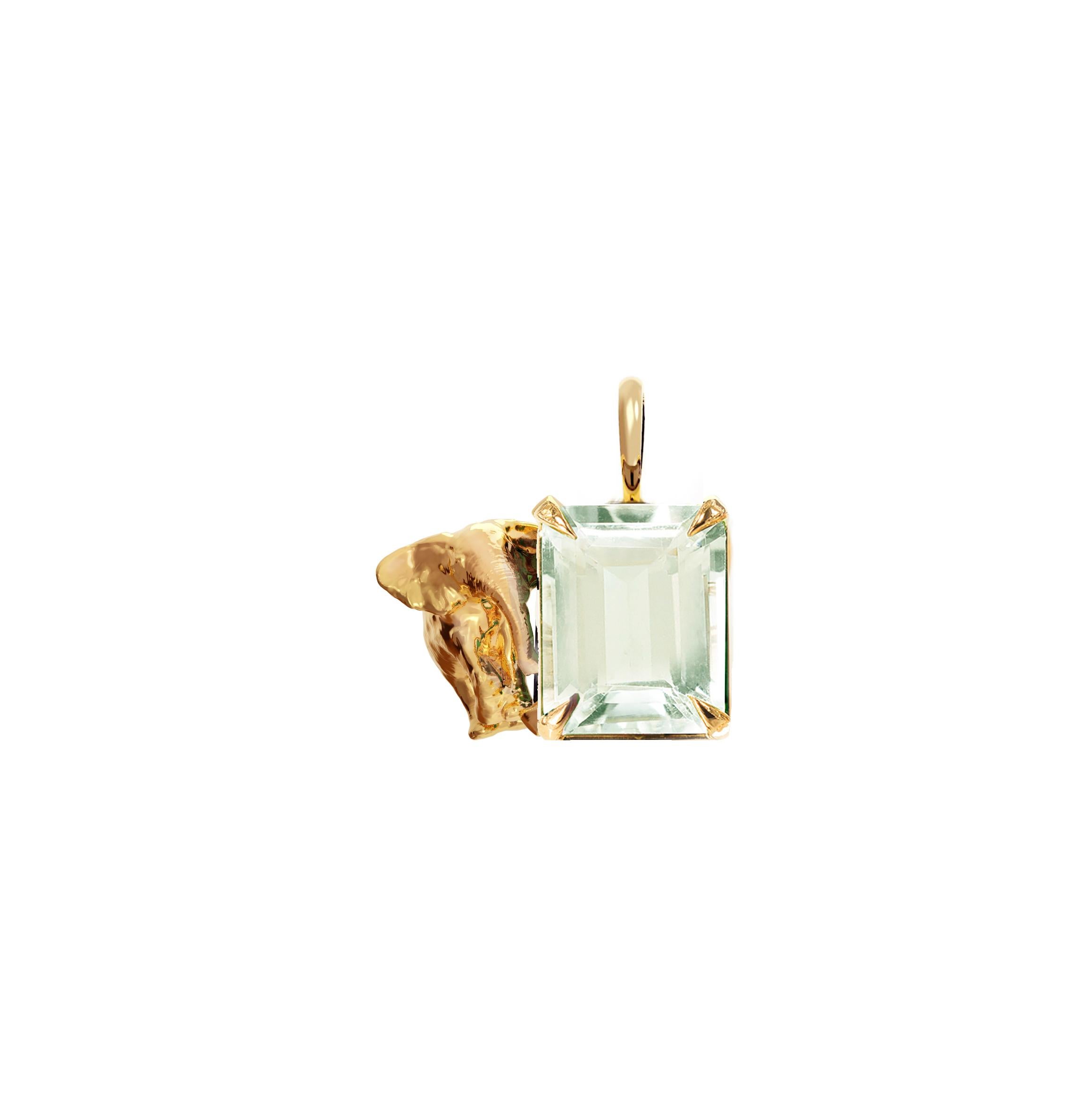 Eighteen Karat Yellow Gold Contemporary Pendant Necklace with Citrine For Sale 2