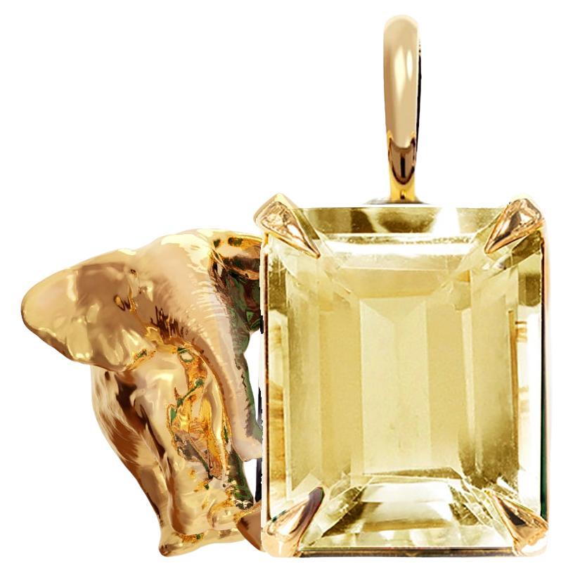 Eighteen Karat Yellow Gold Contemporary Pendant Necklace with Citrine
