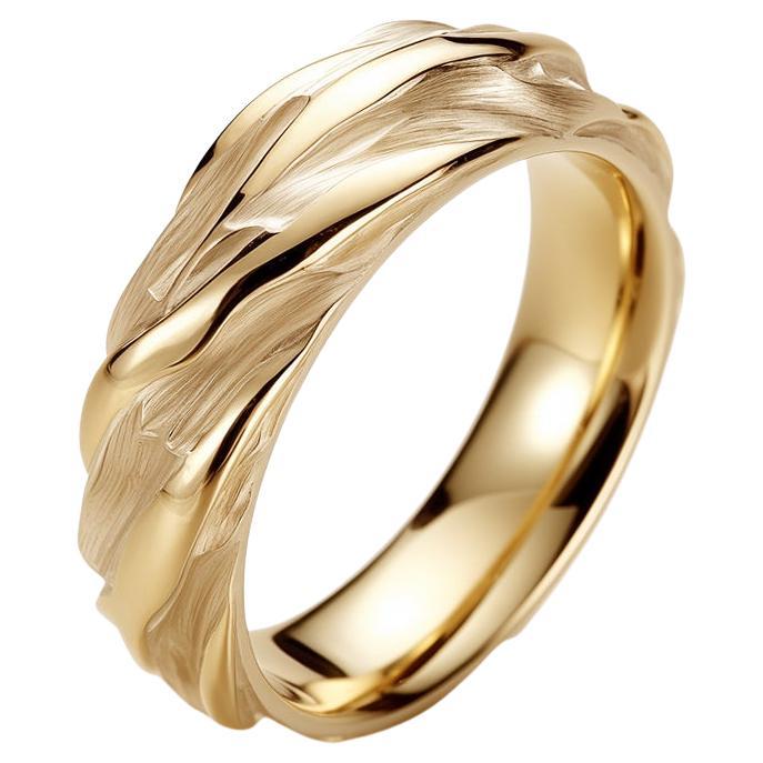 Alianza de boda escultórica contemporánea de oro amarillo de dieciocho quilates del artista