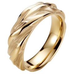 Eighteen Karat Yellow Gold Contemporary Sculptural Wedding Ring by the Artist