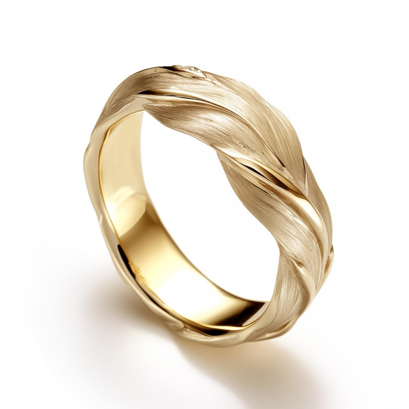 This contemporary Swan wedding ring is made of 18 karat yellow gold and 5 diamonds. It has a sculptural shape. We use the best natural diamonds VS, F-G, we work with German gemstone companies that have been in business since the 19th century. Width: