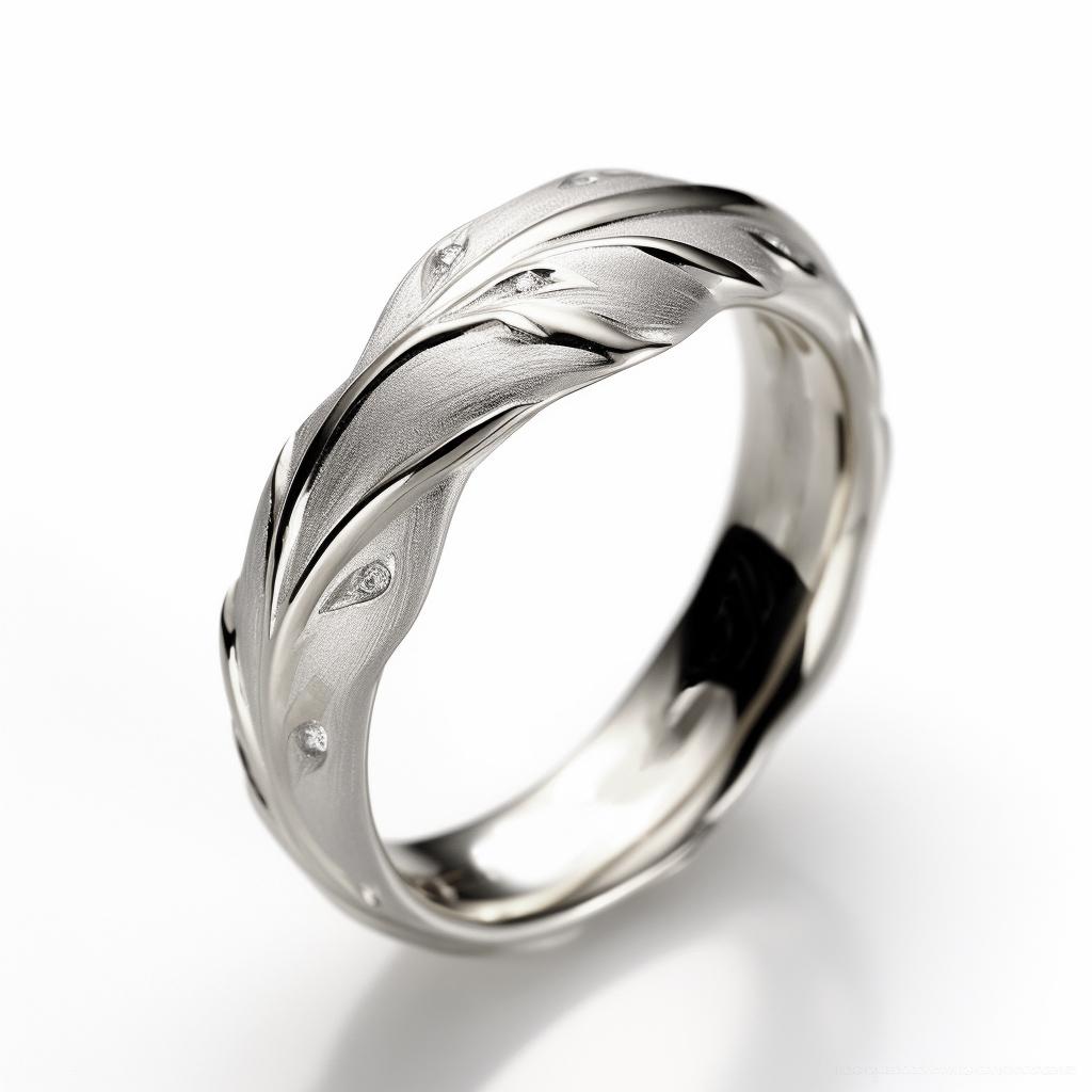 Women's or Men's Eighteen Karat Yellow Gold Contemporary Swan Wedding Ring with Diamonds For Sale