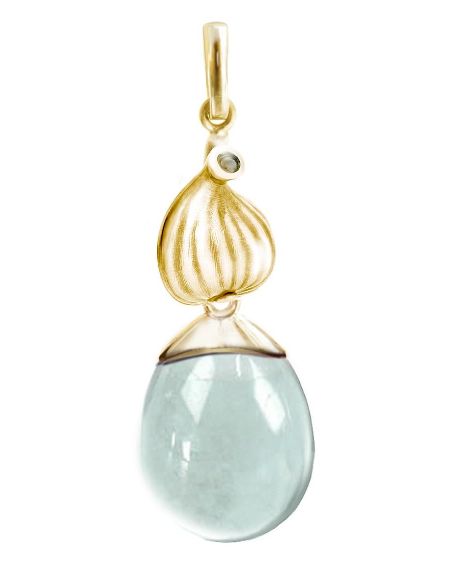 Eighteen Karat Yellow Gold Drop Brooch with Amethyst Featured in Vogue For Sale 2