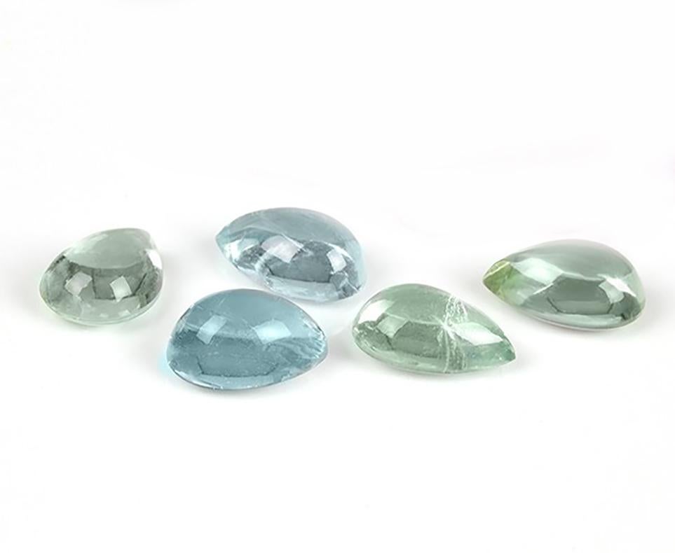 Women's Eighteen Karat Yellow Gold Drop Brooch with Topaz and Blue Beryl For Sale