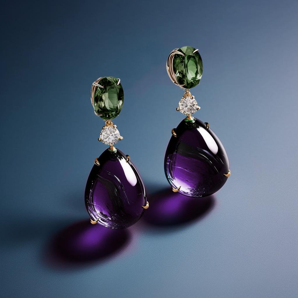 Eighteen Karat Yellow Gold Pendant Necklace with Amethyst and Topaz For Sale 9