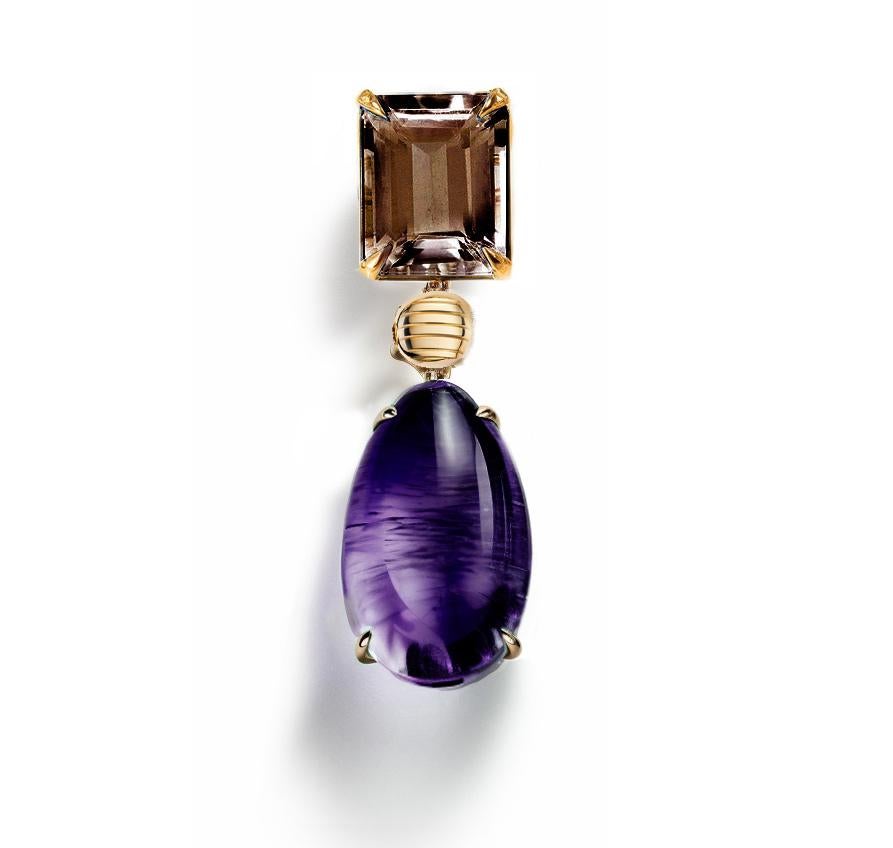 Eighteen Karat Yellow Gold Pendant Necklace with Amethyst For Sale 6