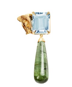 Eighteen Karat Yellow Gold Pendant Necklace with Detachable Green Tourmaline