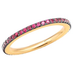 Eighteen Karat Yellow Gold Round Ruby Eternity Band Black Rhodium Plated