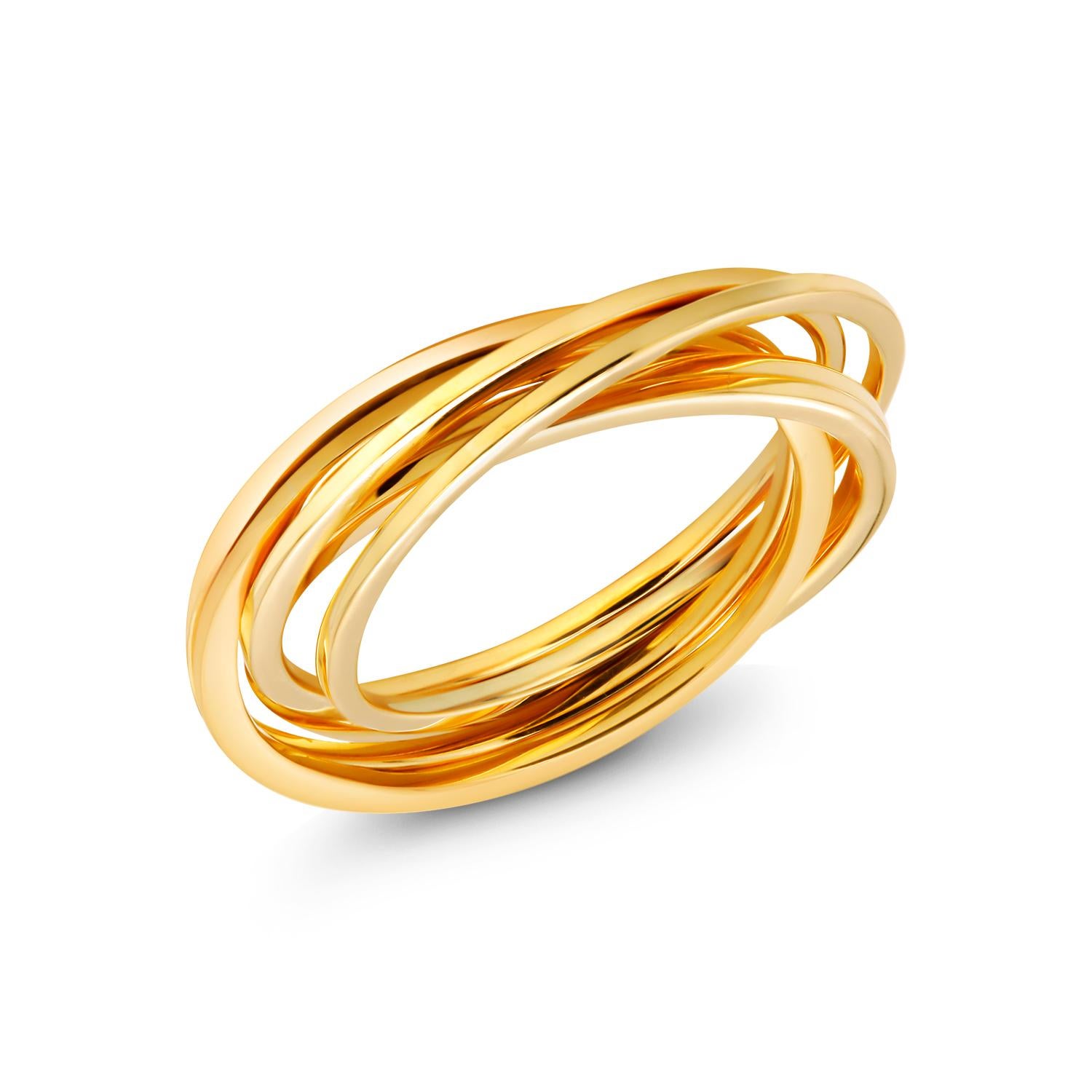Contemporary Eighteen Karat Yellow Gold Six Solid 6 Millimeter Rolling Ring Size 6 For Sale