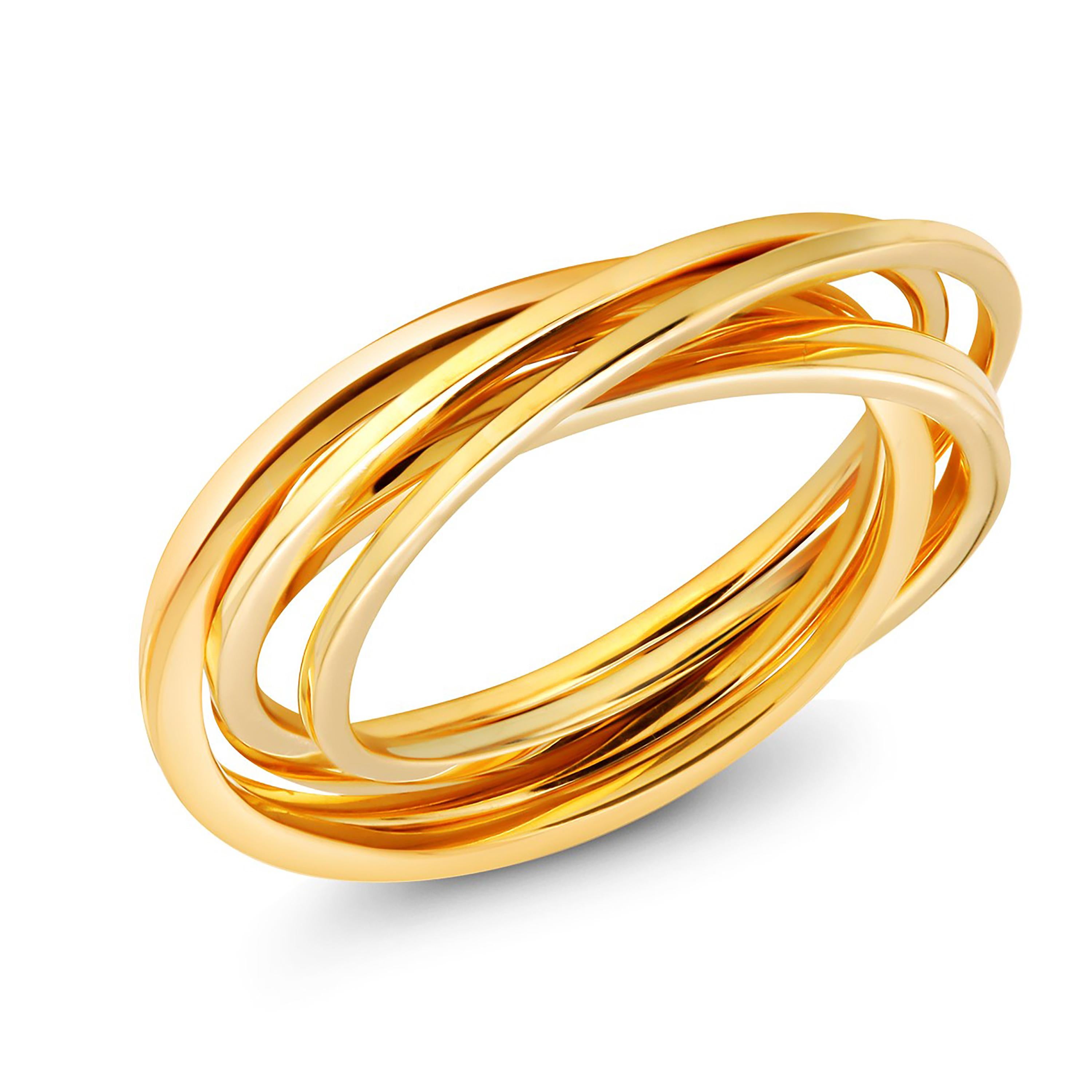 Eighteen Karat Yellow Gold Six Solid Rolling Rings In New Condition In New York, NY