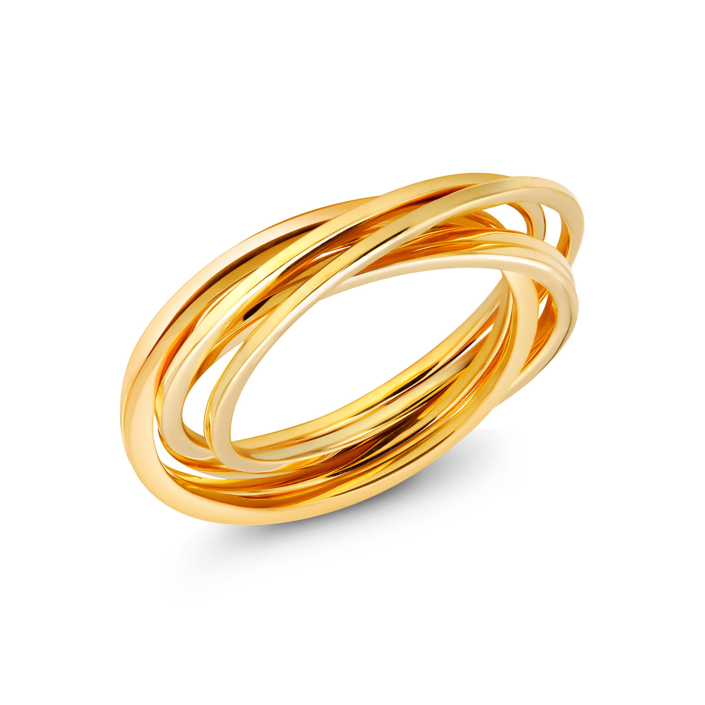 Women's Eighteen Karat Yellow Gold Six Solid Rolling Rings