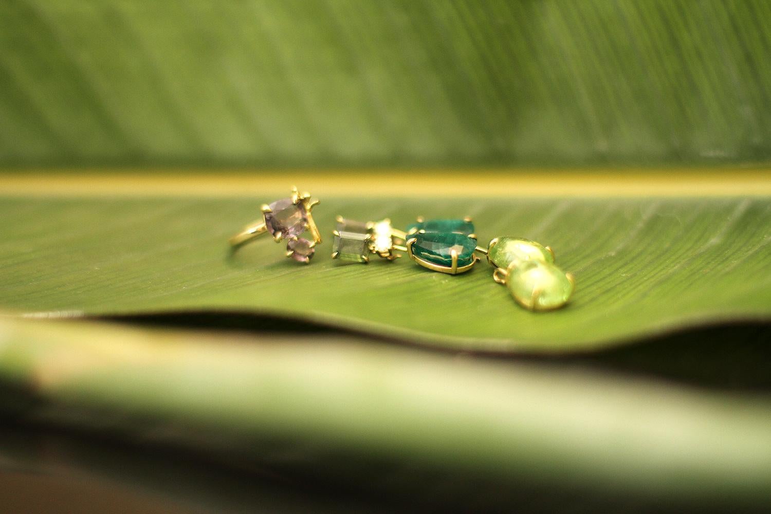 Eighteen Karat Yellow Gold Stud Drop Earrings with Peridots and Topazes For Sale 6