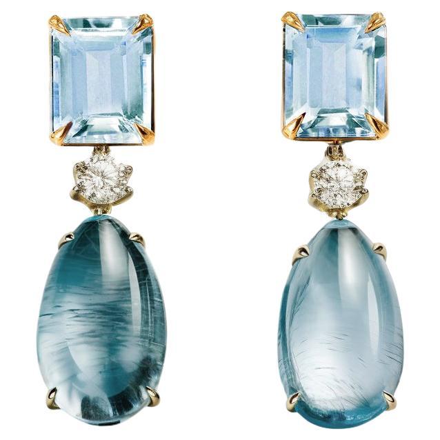 Pendientes de oro amarillo de dieciocho quilates con topacios y berilos