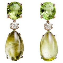 Pendientes de oro amarillo de dieciocho quilates con citrino y diamantes