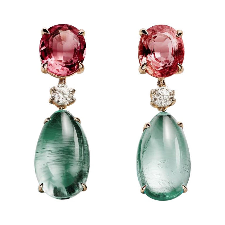 Pendientes de oro amarillo de dieciocho quilates con zafiro y diamantes