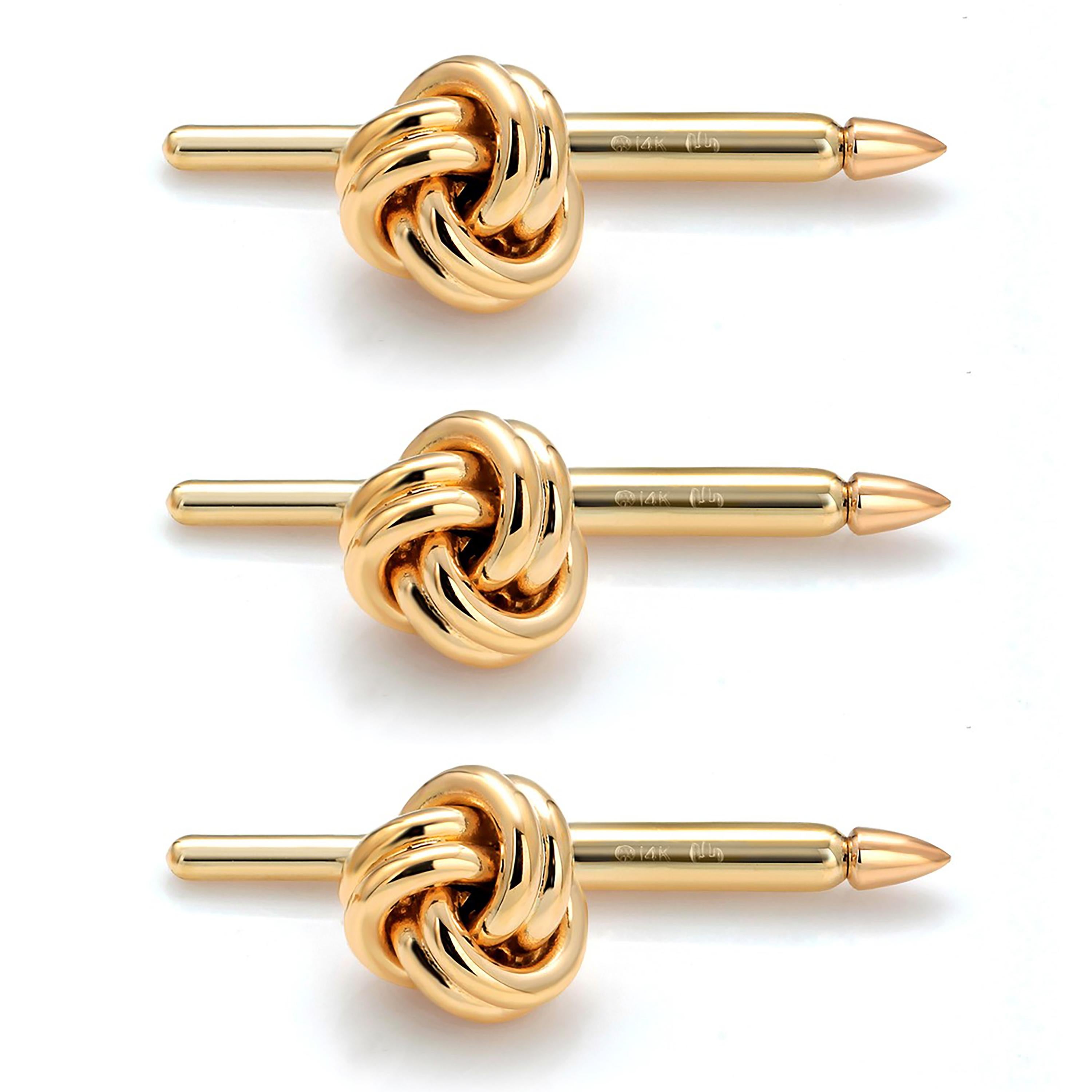 Fourteen Karat Yellow Gold Shirt Tacks in the Form of Knots In Good Condition In New York, NY