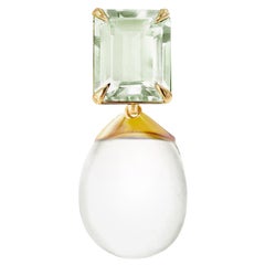 Eighteen Karat Yellow Gold Transformer Brooch with Green Quartz