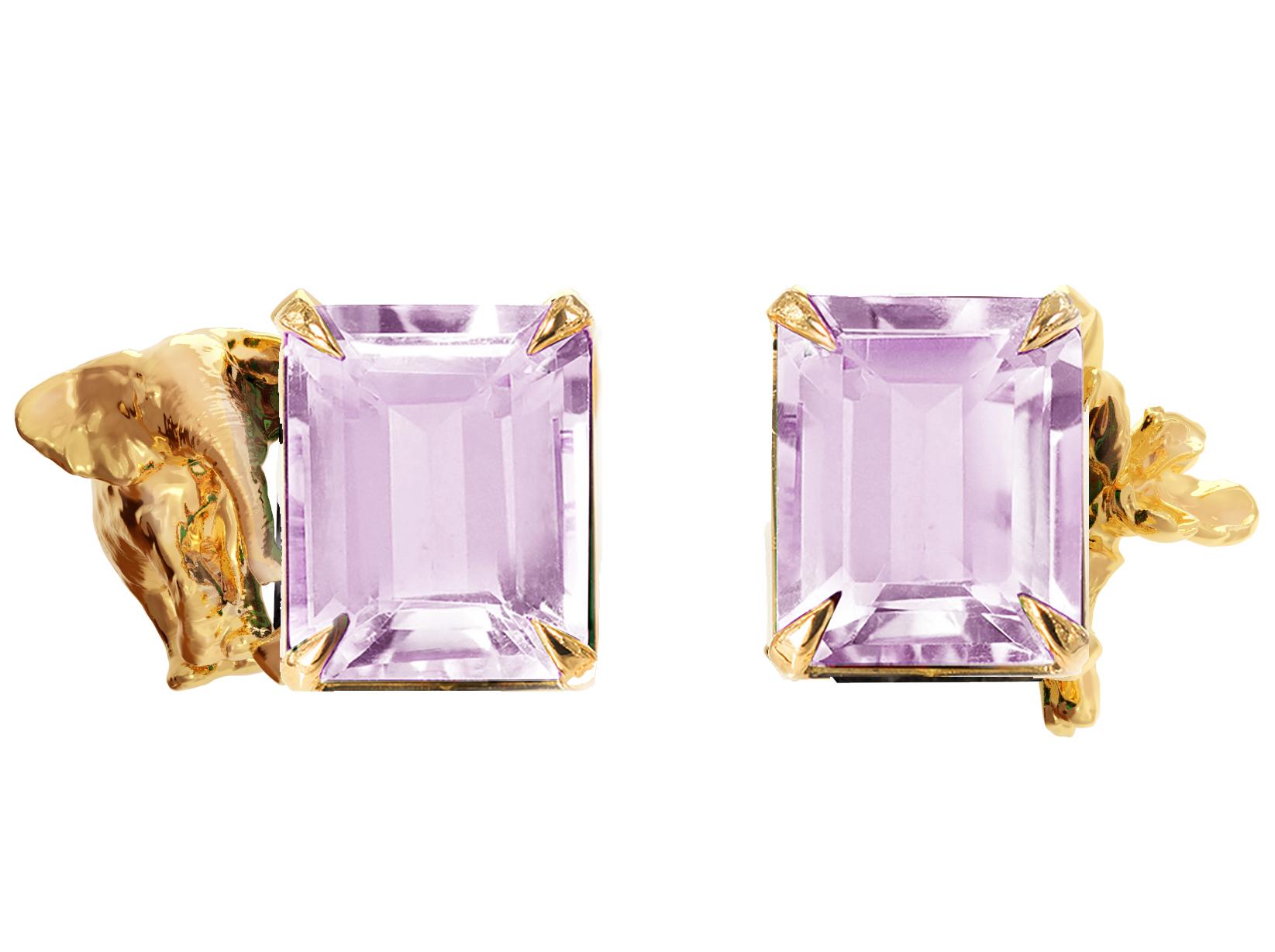 Boucles d'oreilles transformatrices en or jaune 18 carats avec quartz minéral amovible en vente 3