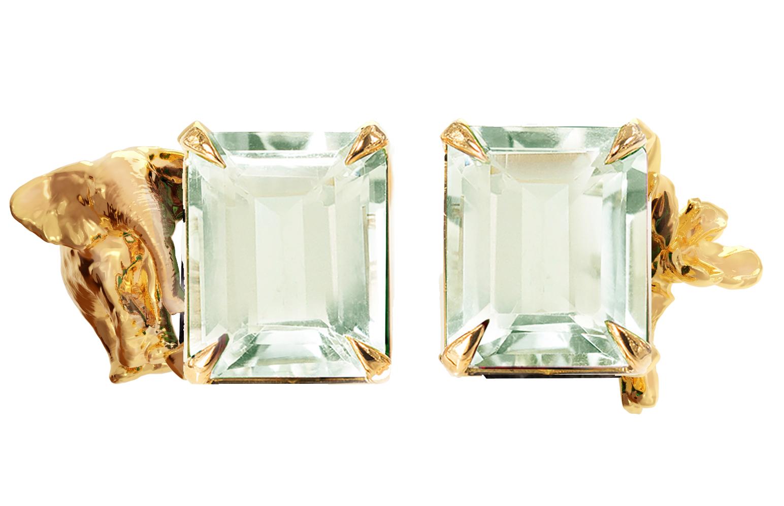 Achtzehn Karat Gelbgold Transformer-Ohrringe mit abnehmbaren Turmalinen im Angebot 4