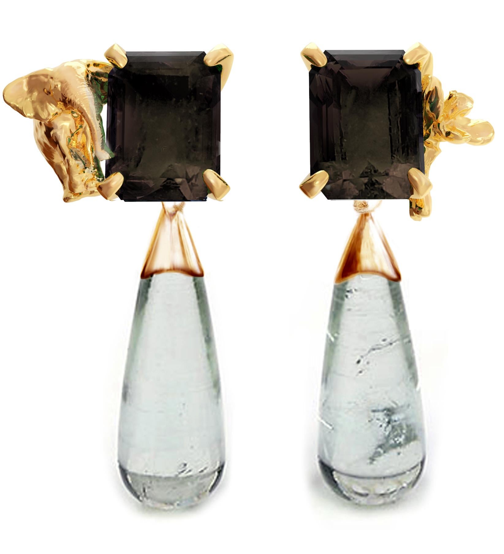 Orecchini Transformer in oro giallo a diciotto carati con tormaline staccabili in vendita 14