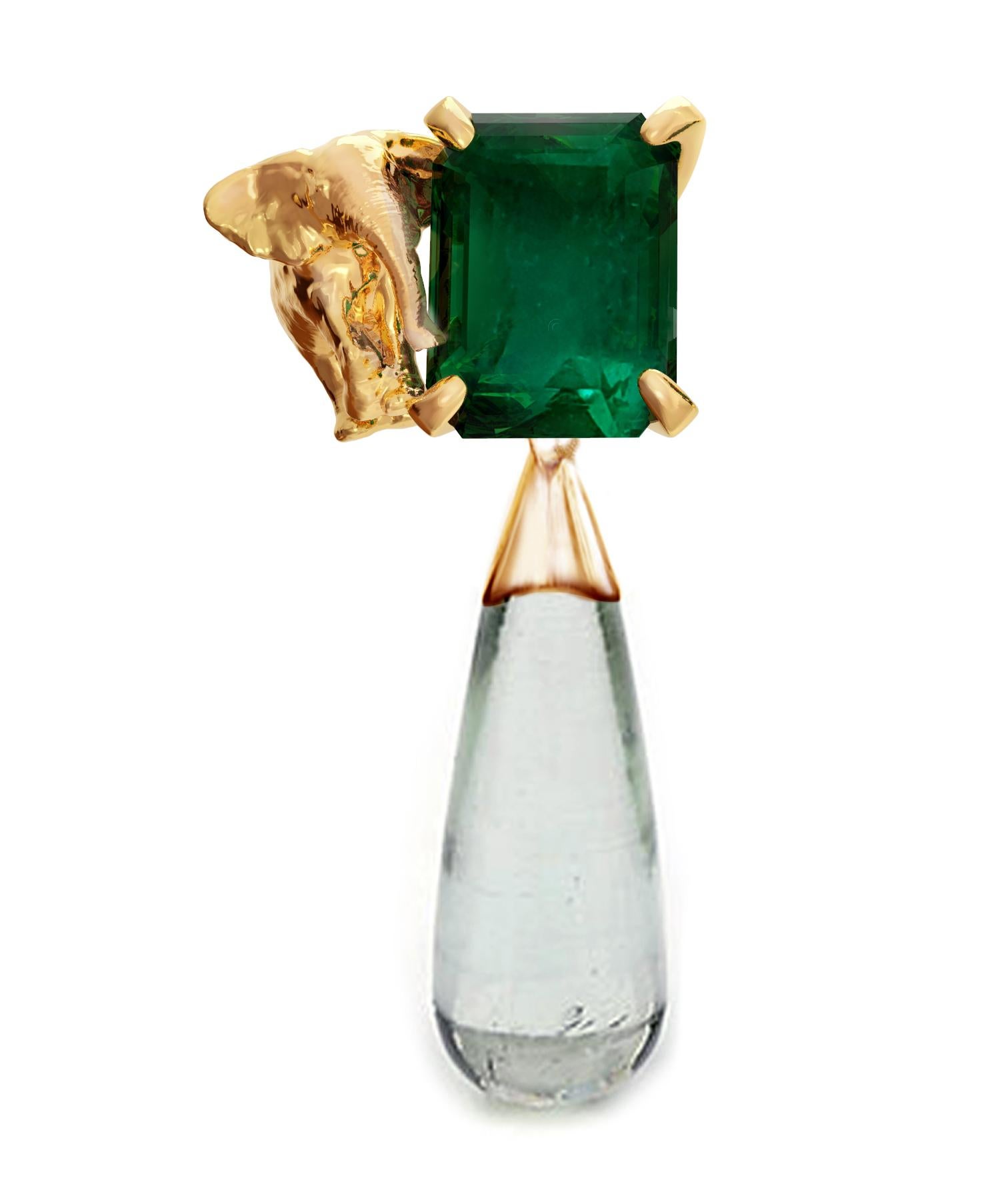 Orecchini Transformer in oro giallo a diciotto carati con tormaline verdi in vendita 5