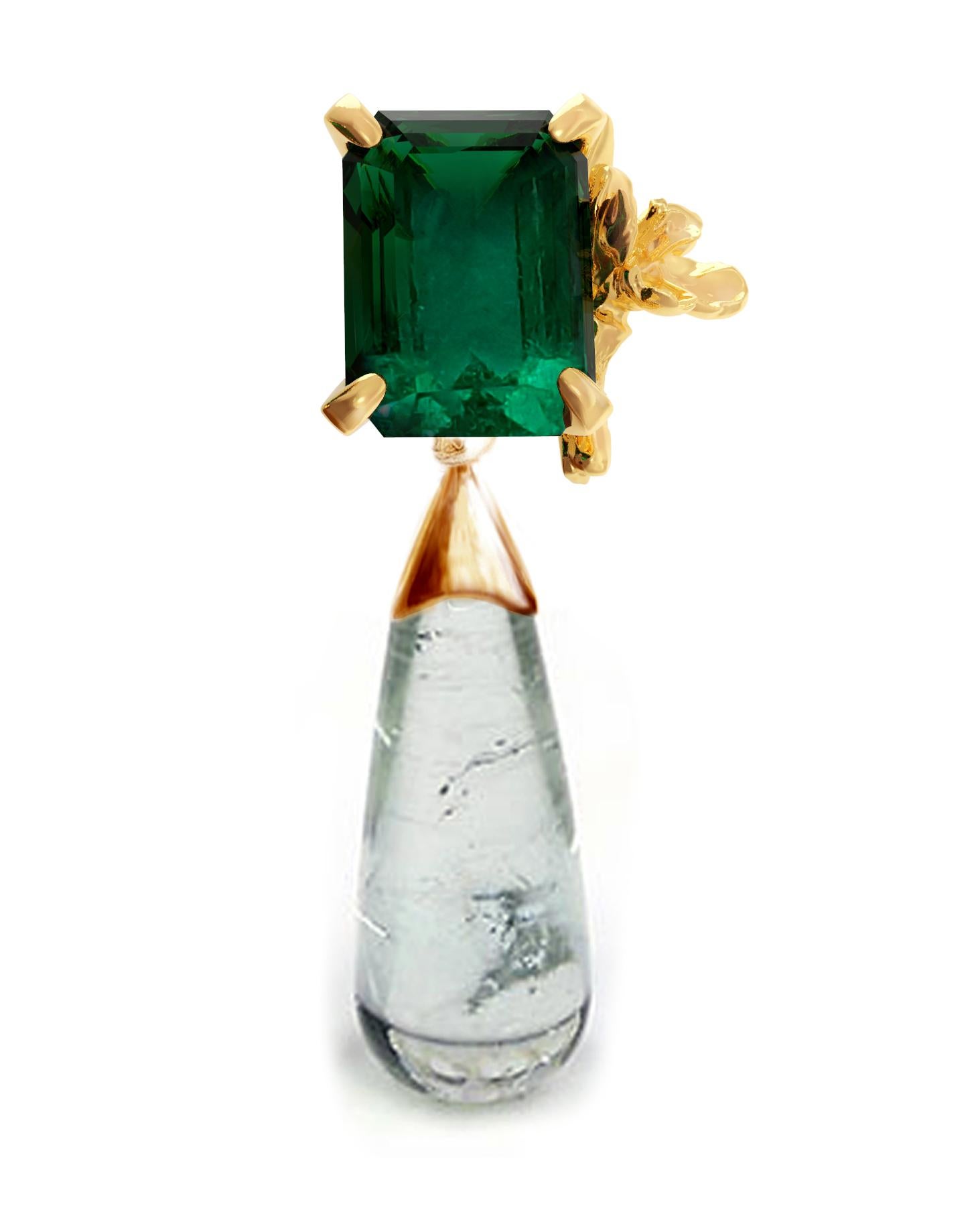 Orecchini Transformer in oro giallo a diciotto carati con tormaline verdi in vendita 7