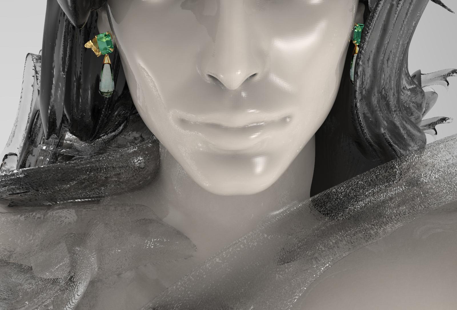 Orecchini Transformer in oro giallo a diciotto carati con tormaline verdi in vendita 14