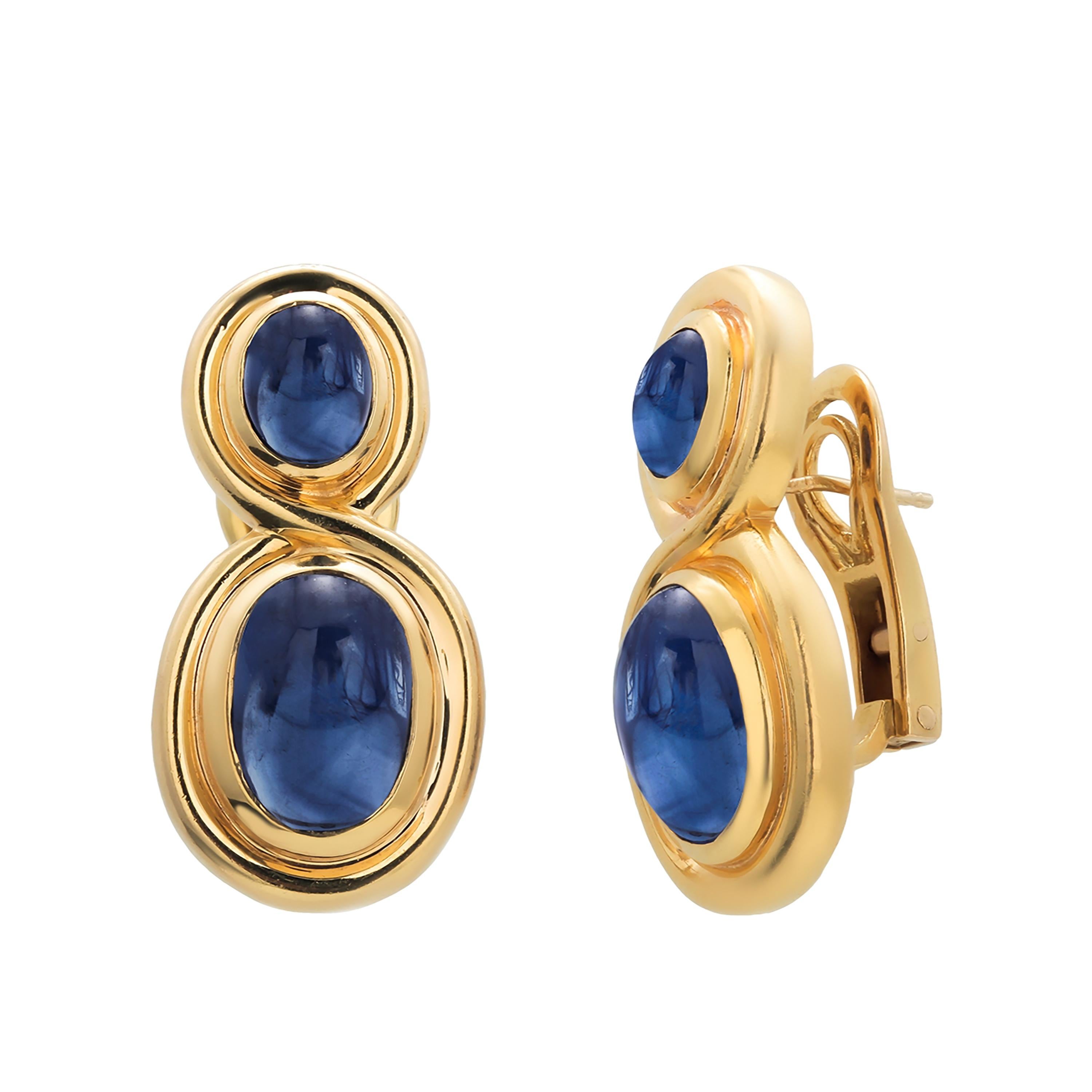 sapphire cabochon earrings