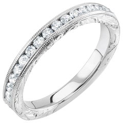 Eighteen Karats Diamond Partial Band with Old Master Engraving Eighteen Karats Diamond Partial Band with Old Master Engraving