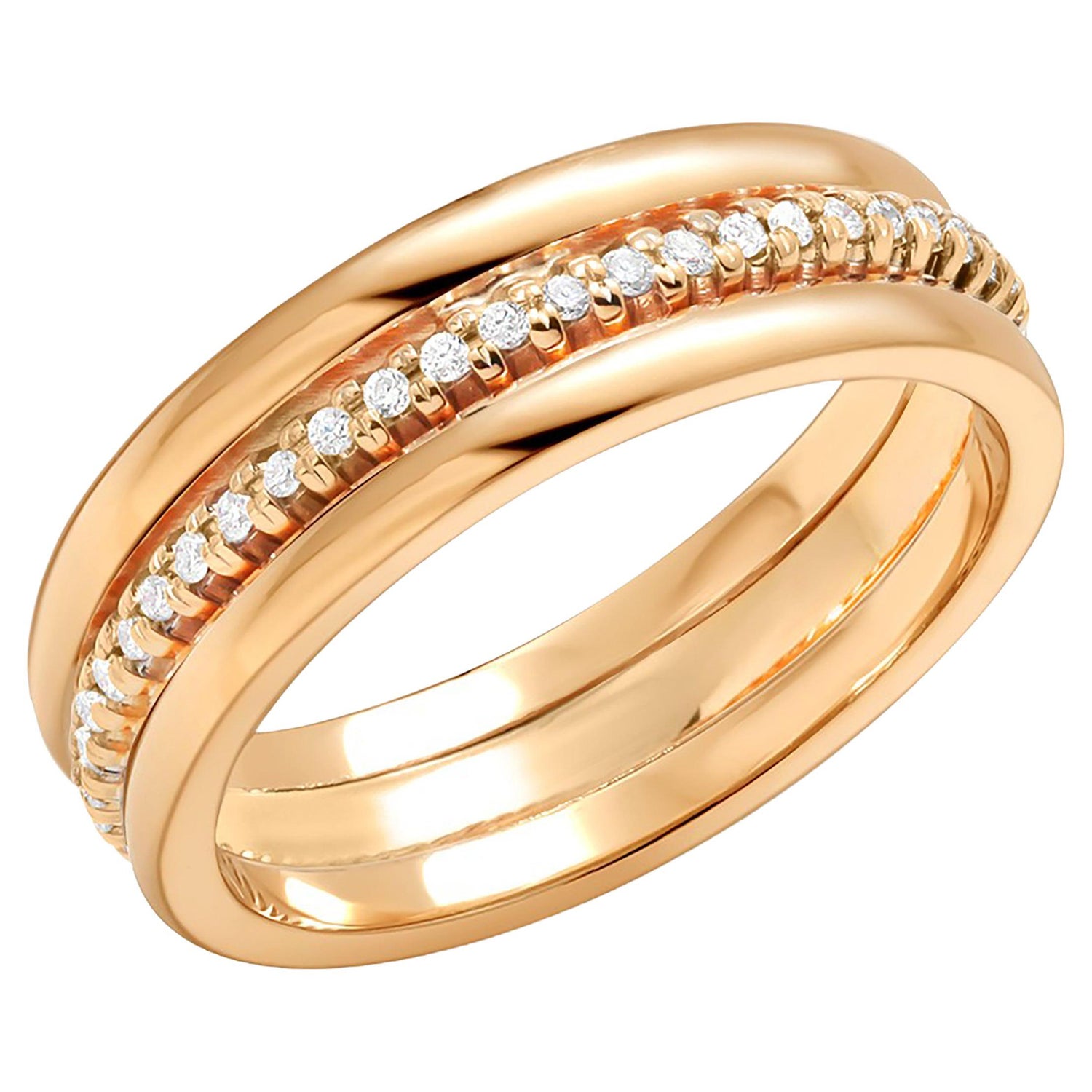 Eighteen Karats White and Yellow Gold Diamond Eternity Prong Set Band For  Sale at 1stDibs