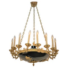 Antique Eighteen Light Bronze Empire Chandelier.