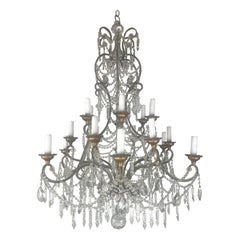 Eighteen Light Italian Crystal Beaded Chandelier C. 1900's