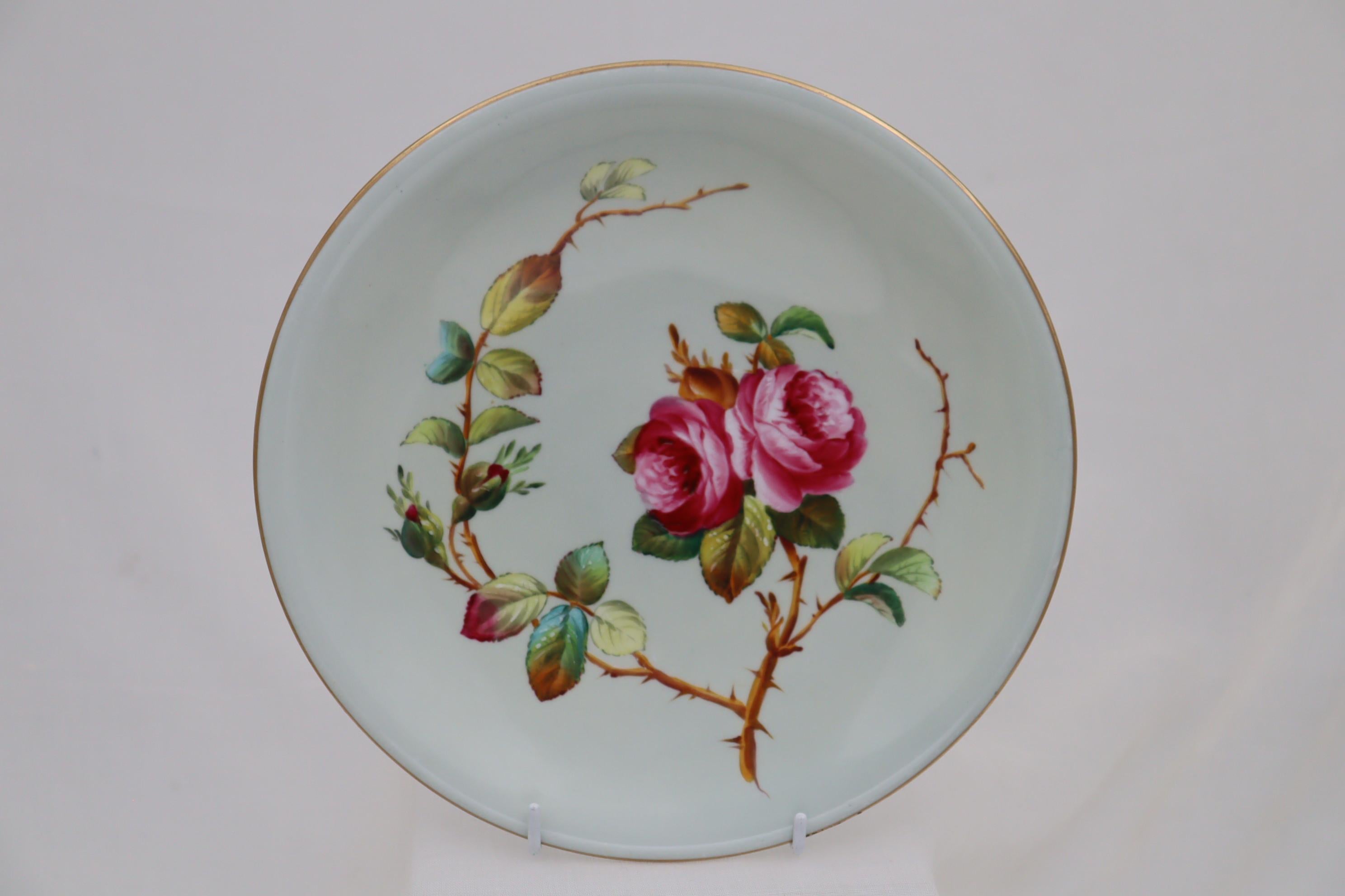 Eighteen piece hand painted porcelain dessert service by William Brownfield In Good Condition For Sale In East Geelong, VIC