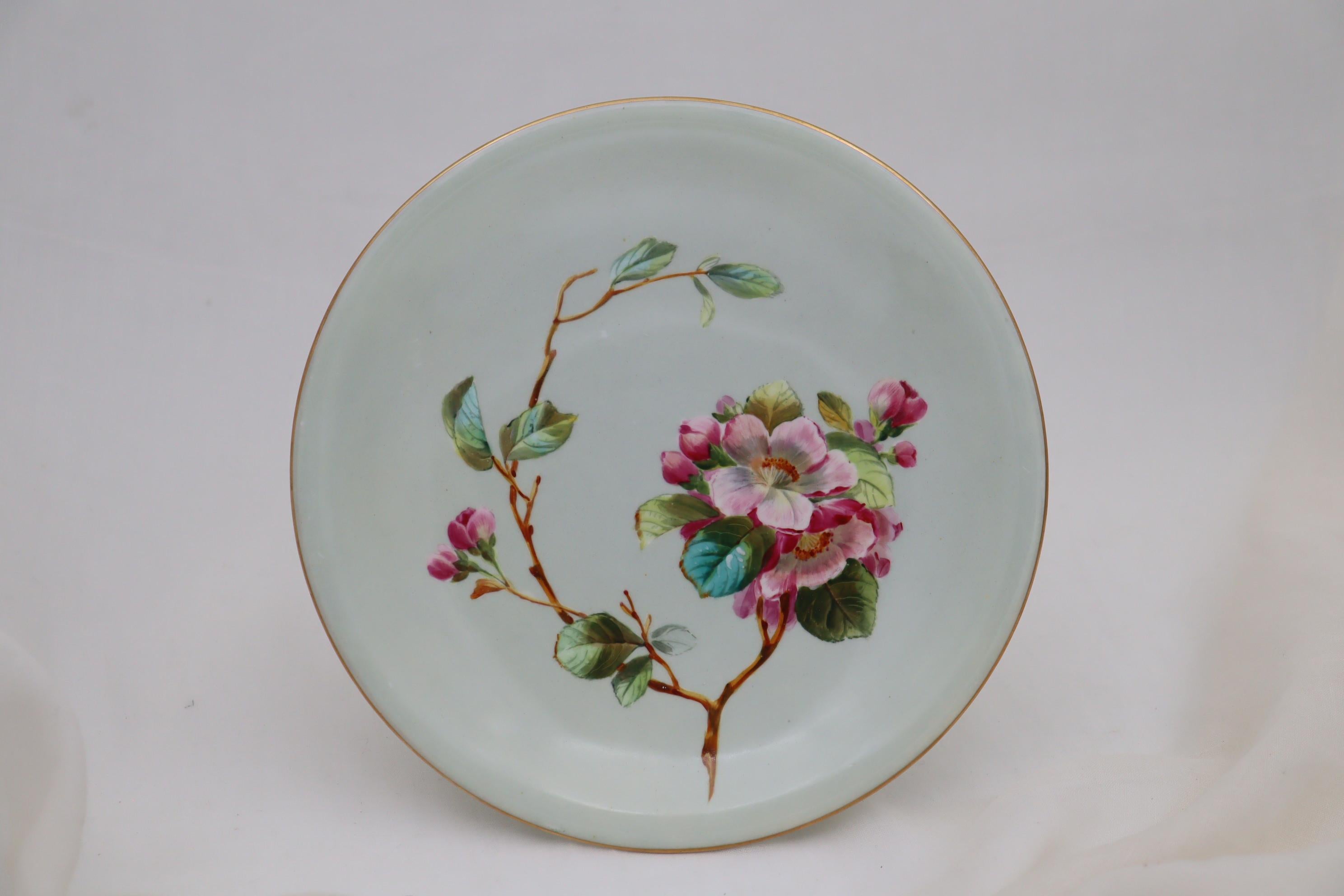 Fin du XIXe siècle Service à dessert de dix-huit pièces en porcelaine peinte à la main par William Brownfield en vente