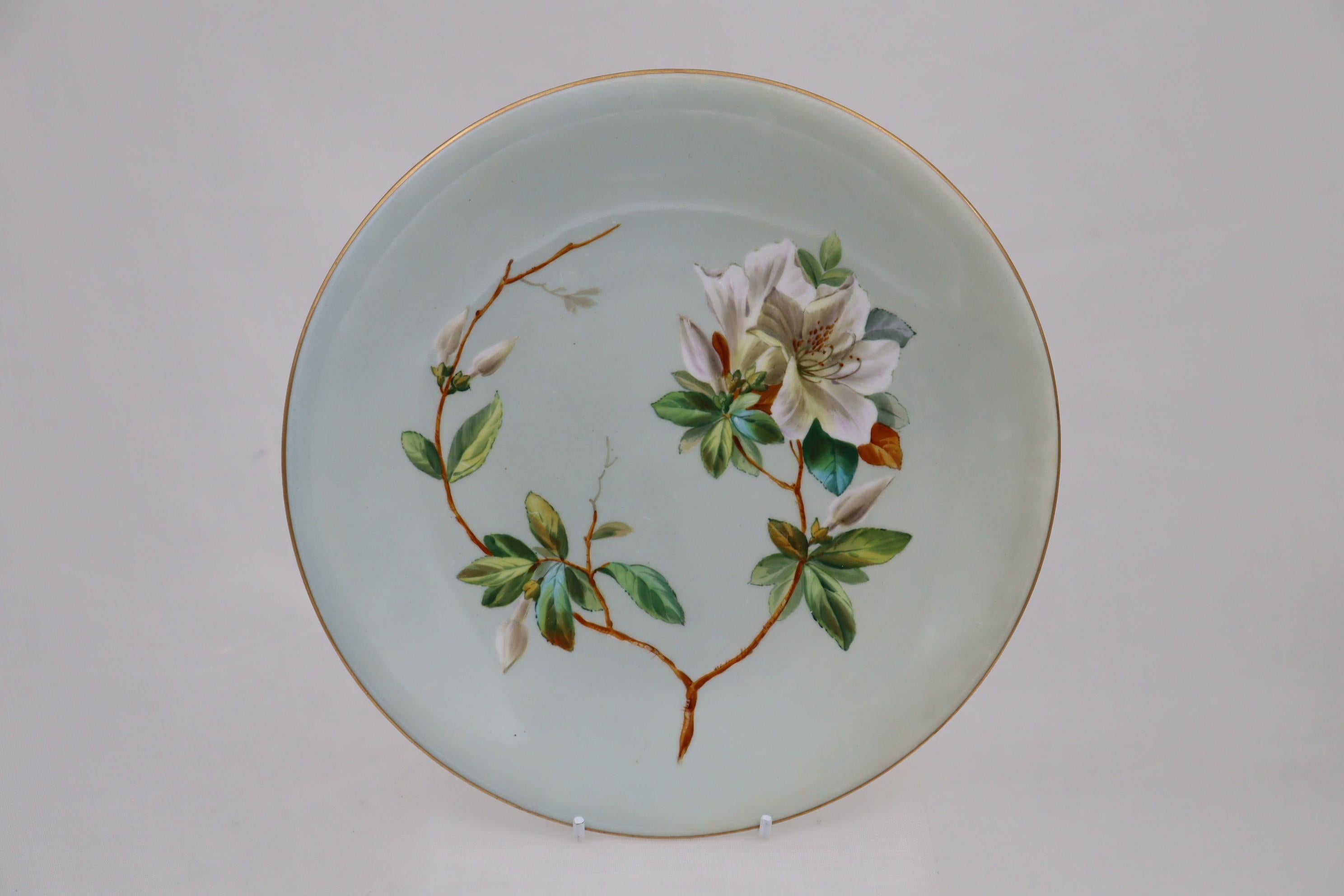 Porcelain Eighteen piece hand painted porcelain dessert service by William Brownfield For Sale