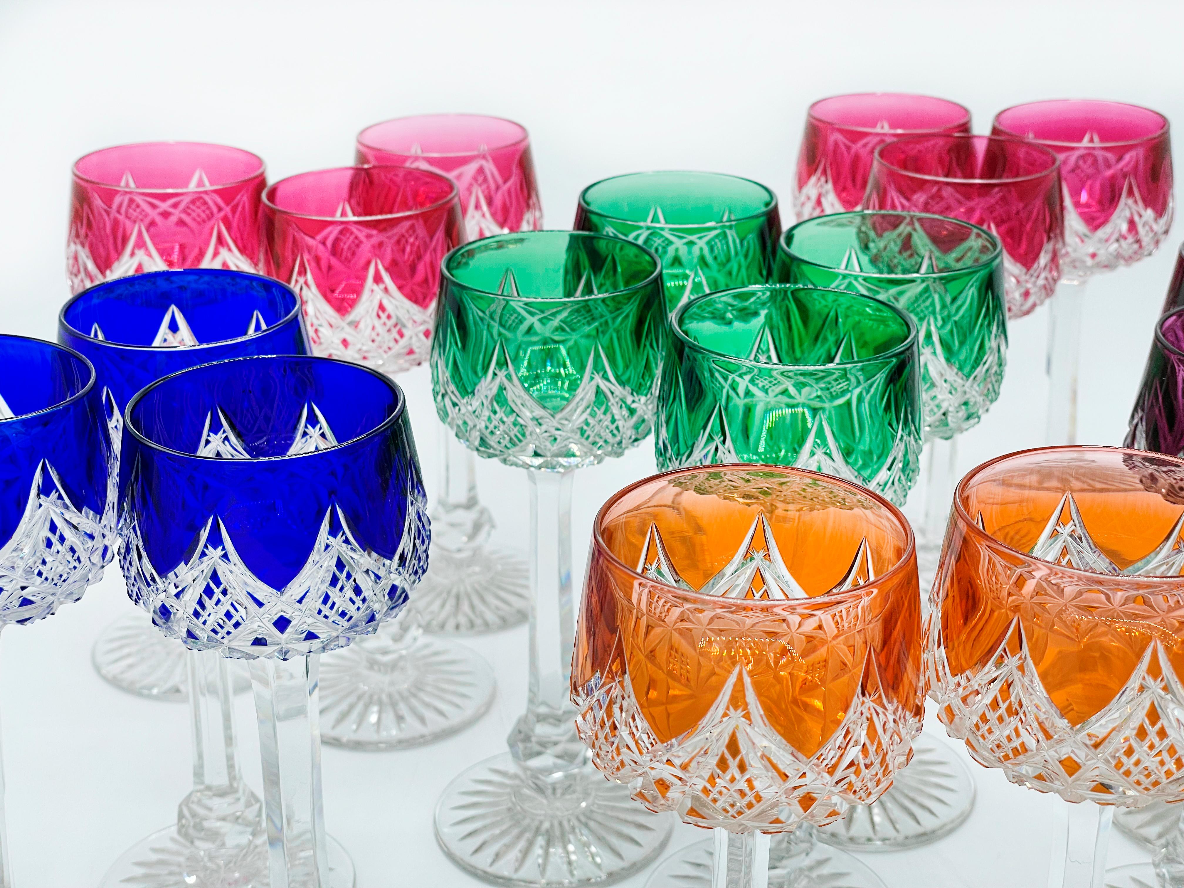 Art Nouveau  Eighteen wine glasses hocks Colbert by Baccarat